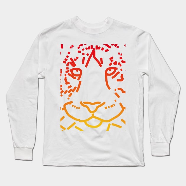 Red Tiger Face Long Sleeve T-Shirt by ellenhenryart